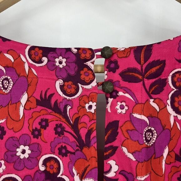 Maeve Anthropologie Dress Size Medium Women Pink Purple Floral Print Wrap Mini - Picture 7 of 9
